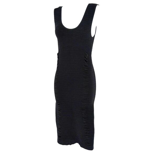 Aura Ruched Bodycon Dress Sz L/XL Ribbed Waffle Shapewar Club Minimalist Travel - Picture 1 of 8